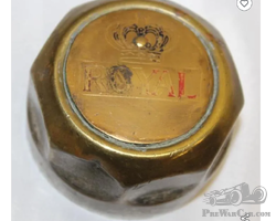 Brass 1910's Royal Motor Car Co Threaded Hubcap