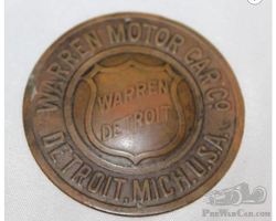 1910-1912 Brass Warren Motor Car Co Radiator Emblem Badge