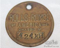 1923 Brass Springfield Rolls Royce Chassis Emblem Badge