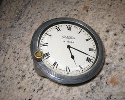 Jaeger 8 Jour Cream Dial Car Clock - Working