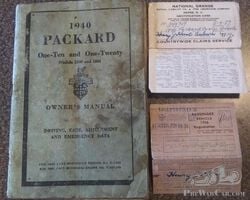 Original 1940 Packard One-Ten and One-Twenty Owner's Manual and Registration and Insurance Card