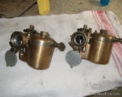 Matching Pair of 35mm Solex Bronze Side Draft Carburettors