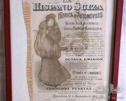 original share certicate of Hispano-suiza company