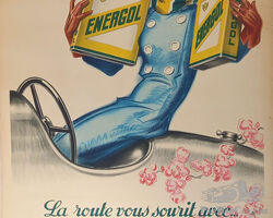 Poster after René Vincent, The road smiles on you with ENERGOL, Circa 1930 | Osenat Arts & Cars | April 28, 2024 in Paris