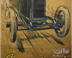 Peugeot poster in Indianapolis, after René Vincent, Circa 1916 | Osenat Arts & Cars | April 28, 2024 in Paris