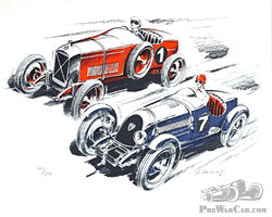 BNC versus Salmson on the Montlhéry speed ring, P. Dumont, 1970 | Osenat Arts & Cars | April 28, 2024 in Paris