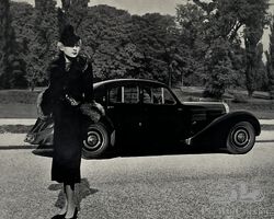 Projet publicitaire Bugatti « Berline et Mannequin », Circa 1938
