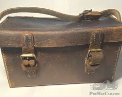 Rare small leather tool box