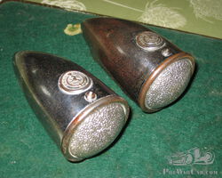 Matched Pair of Lucas 1130 Side Lamps, complete and Original