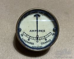 Vintage Car Lucas Brass and Cream faced Ammeter. 1920's