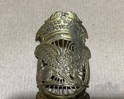 Original Blank Brass Pressed Badge for an Early Motorcycle - Cycles & Autos - Motocyclettes.