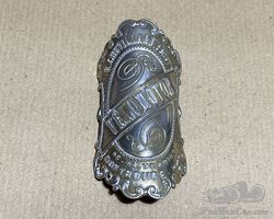 Velomotor Brass and Silver Early Motorcycle or Bicycle Badge.