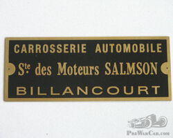 Salmson Bodywork Plate