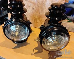 Pair of large American Dietz headlights