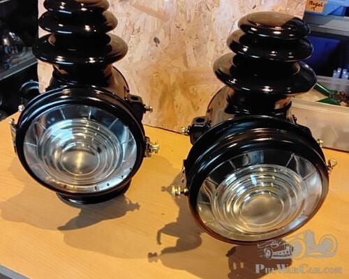 Pair of large American Dietz headlights