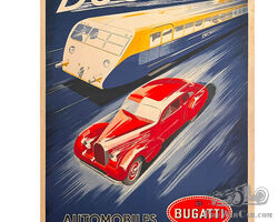 Affiche entoilée AUTORAILS AUTOMOBILES BUGATTI par R. GERI – 1934