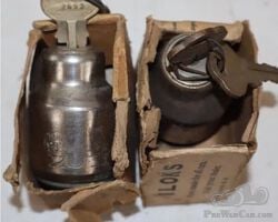 Pair of NOS Side Mount Wheel Locks in Original Boxes 1920s-1930s