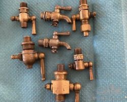 7 Vintage Brass Fuel/Oil or Drain Taps