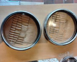 Ford Model A headlight rims with original glasses
