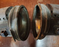 1908 to 1912 Pair of Large Brass Headlamps