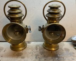Brass oil side lamps set