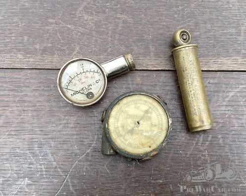 3 x Vintage car or motorcycle tyre pressure gauges. Michelin and Dunlop