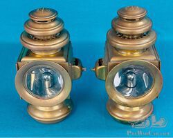 Great Pair of Three Tier E&J Brass Sidelamps with Flare Fronts