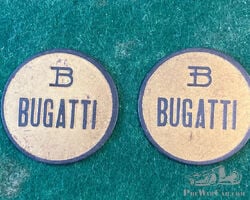 Bugatti Pair of Embossed Brass Badges