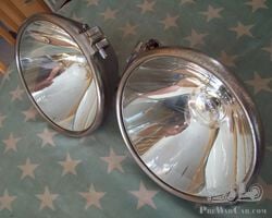 Big 27cm ROBERT BOSCH stirrup mount headlights JG240 L+R inside as new Mercedes, Horch, etc,etc.