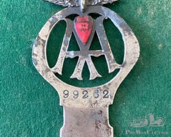 Original Solid Nickel 1916 Light Car AA Badge with Red Heart