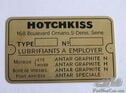 Hotchkiss Chassis Number Plate