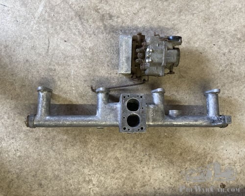 Delage D8 inlet manifold and Carter WCD carburettor.