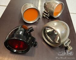 Rotax/Efandem Side Lamps, tail lamp, indicator lamps, nickel, very good condition