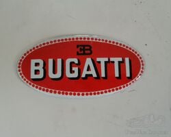 BUGATTI Oval Radiator Badge – Good Quality Reproduction – Classic Red & White. Price: €75